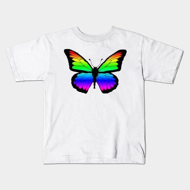 Rainbow Butterfly Kids T-Shirt by Art by Deborah Camp